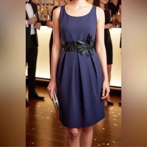 •nwt• Eliza J feather appliqué navy dress
